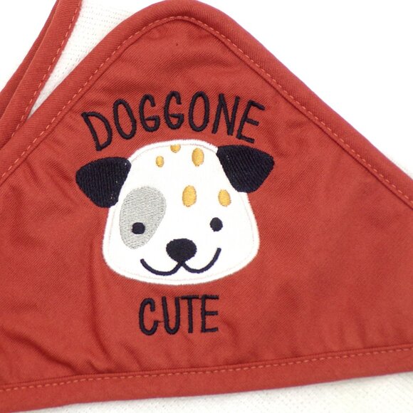 Hooded Bath Towels Baby Boy Girl Brown Dog Print "Doggone Cute" Lot of 3 New - Picture 7 of 8